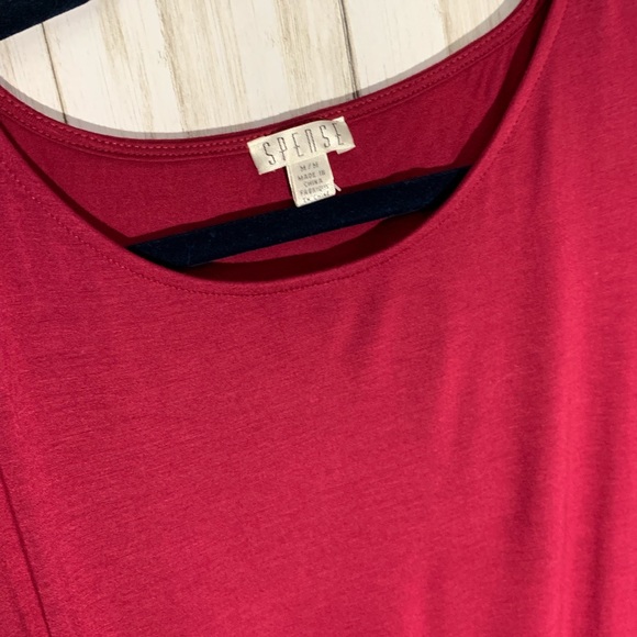 Red T-Shirt Dress with Cinched Waist - Picture 4 of 5